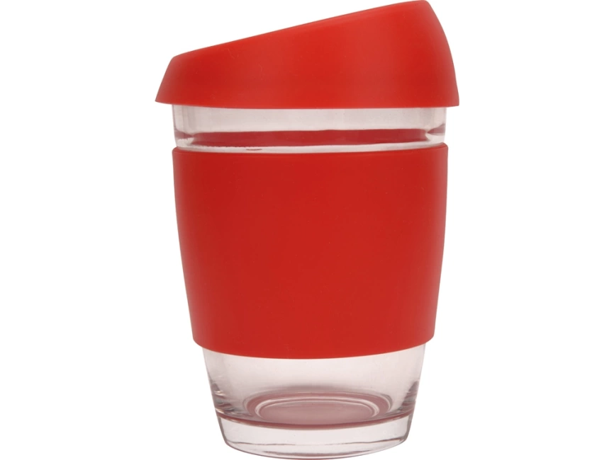 Стеклянный стакан Monday с силиконовой крышкой и манжетой, 350мл, красный фото 3