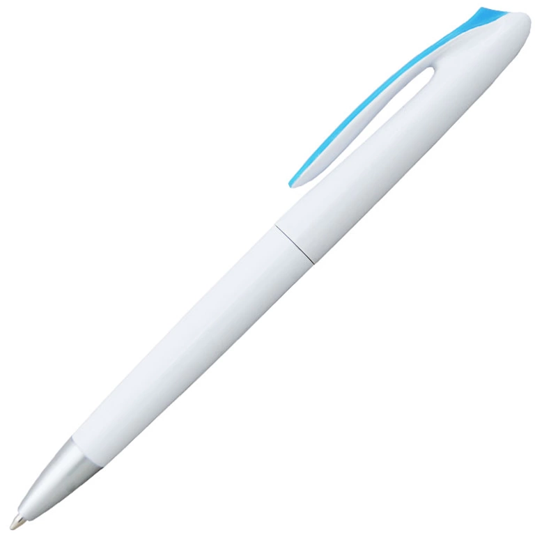 Ручка шариковая, пластик, белый/голубой фото 1