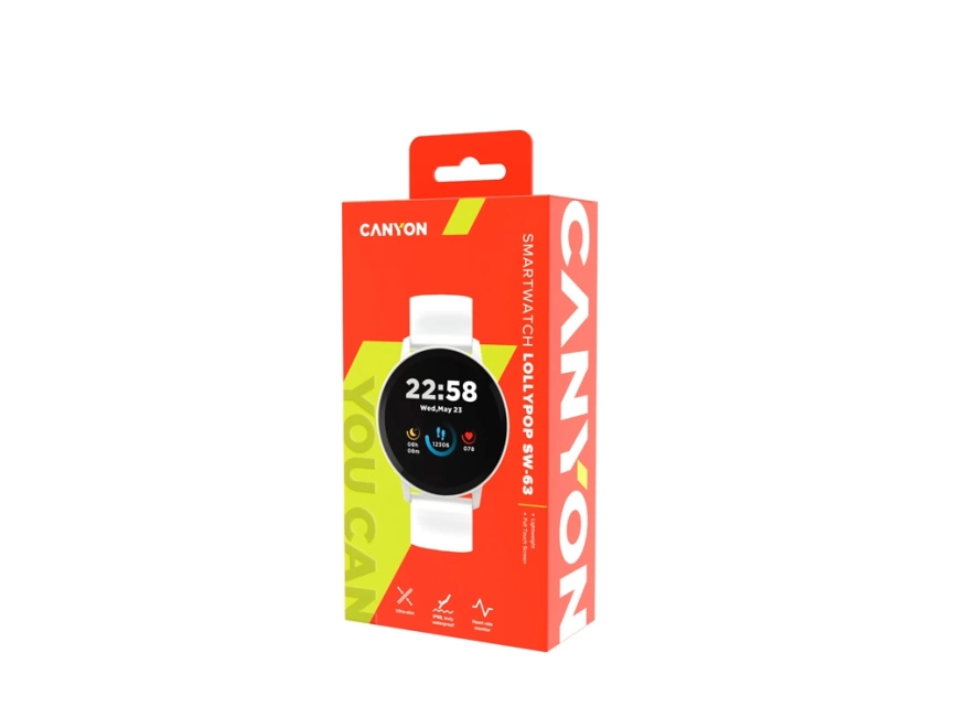 Умные часы CANYON Lollypop SW-63, IP 68, BT 5.0, сенсорный дисплей 1.3, белый фото 7