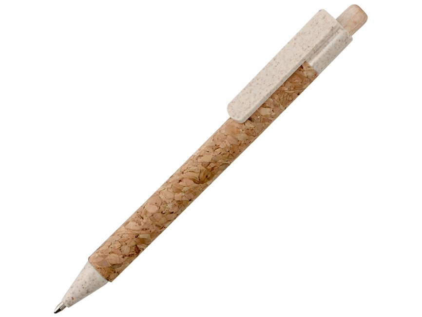 Ручка из пробки и переработанной пшеницы шариковая Mira, пробка/бежевый фото 1