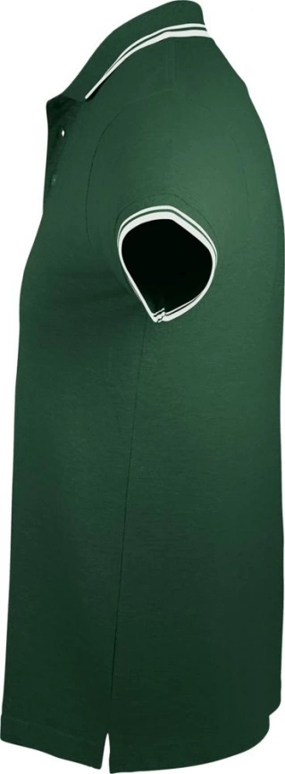 Рубашка поло мужская Pasadena Men 200 с контрастной отделкой зеленая с белым, размер S фото 3