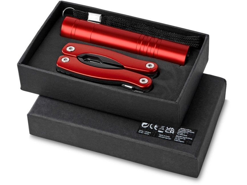 Подарочный набор Scout с многофункциональным ножом и фонариком, красный фото 1