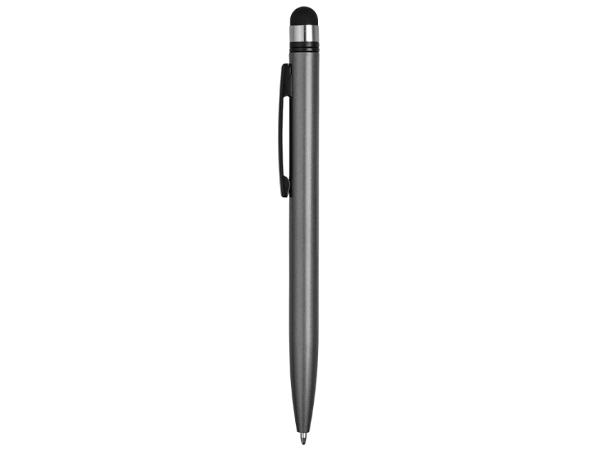 Ручка-стилус металлическая шариковая Poke, серый/черный фото 3