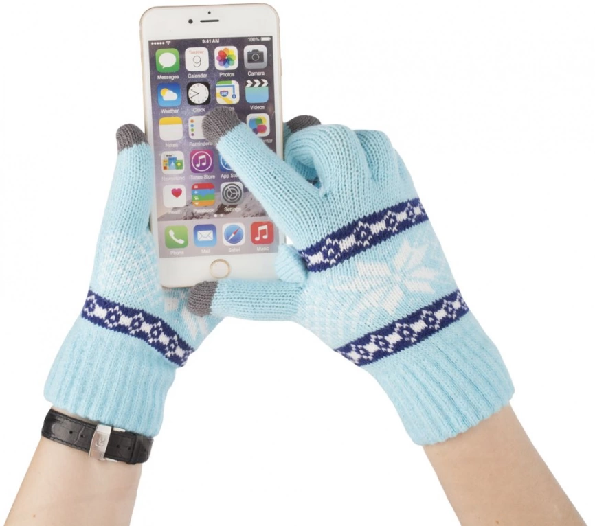 Сенсорные перчатки Snowflake, голубые фото 2