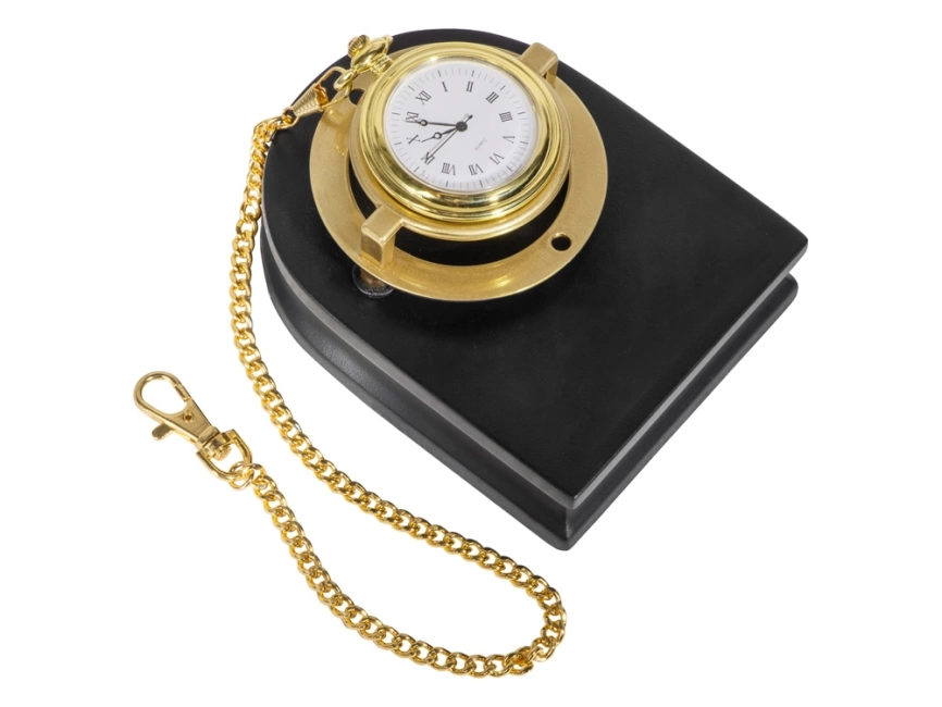 Часы Магистр с цепочкой на деревянной подставке, золотистый/черный (без шильда) фото 1