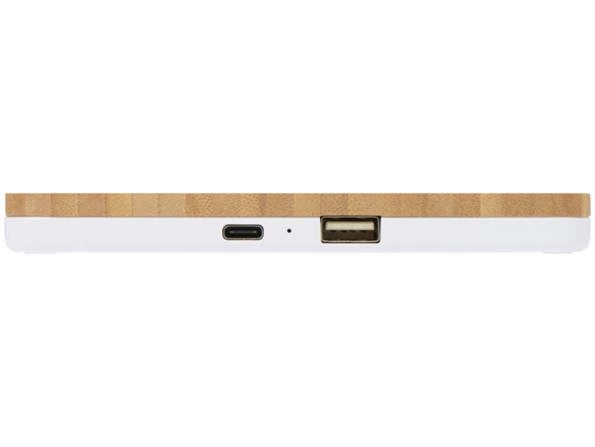 Беспроводное зарядное устройство-органайзер из бамбука Timber, натуральный/белый фото 4
