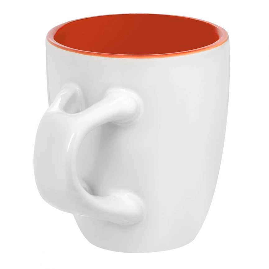 Кофейная кружка Pairy с ложкой, оранжевая с белой фото 3