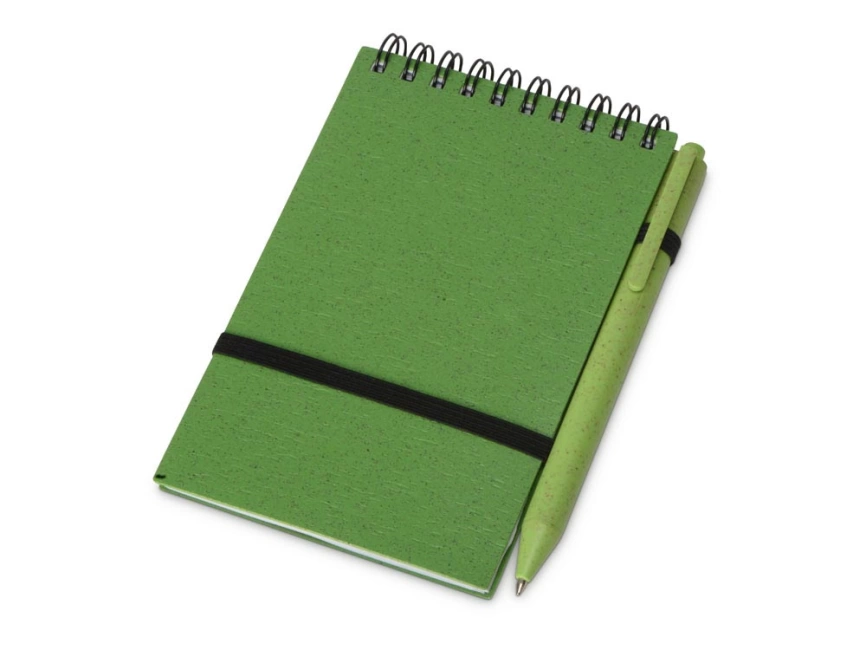 Блокнот B7 Toledo S, зеленый + ручка шариковая Pianta из пшеничной соломы, зеленый фото 1