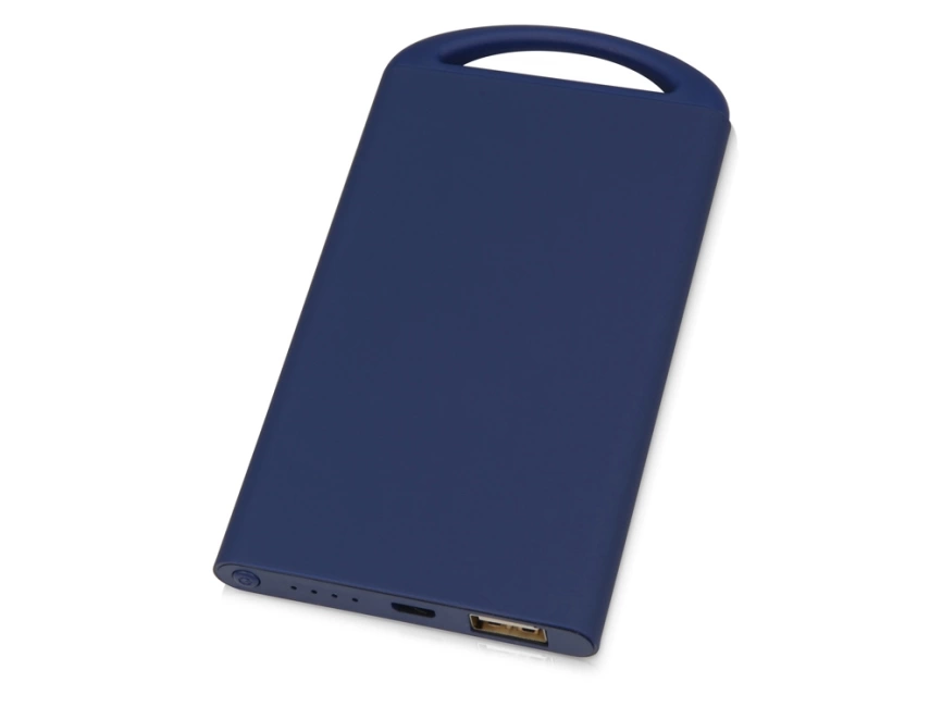 Портативное зарядное устройство Shine с зеркальной гравировкой, 4000 mAh, темно-синий фото 2