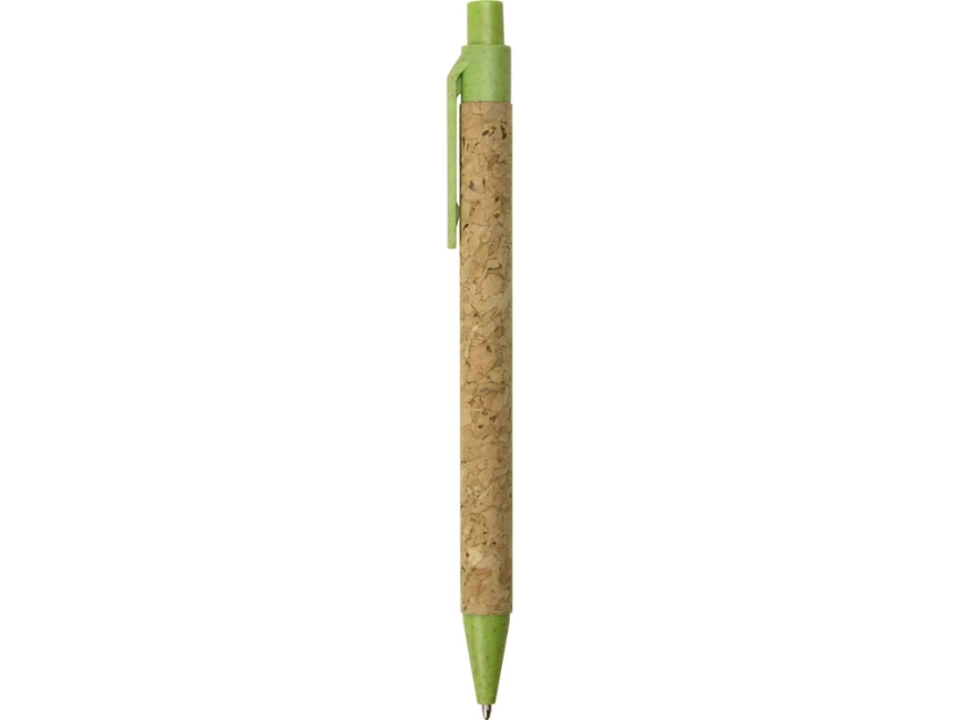 Ручка из пробки и переработанной пшеницы шариковая Evora, пробка/зеленый фото 3