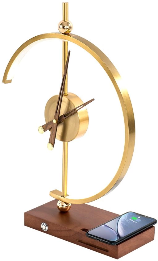 Настольная лампа NIKKA с беспроводной зарядкой и часами фото 1