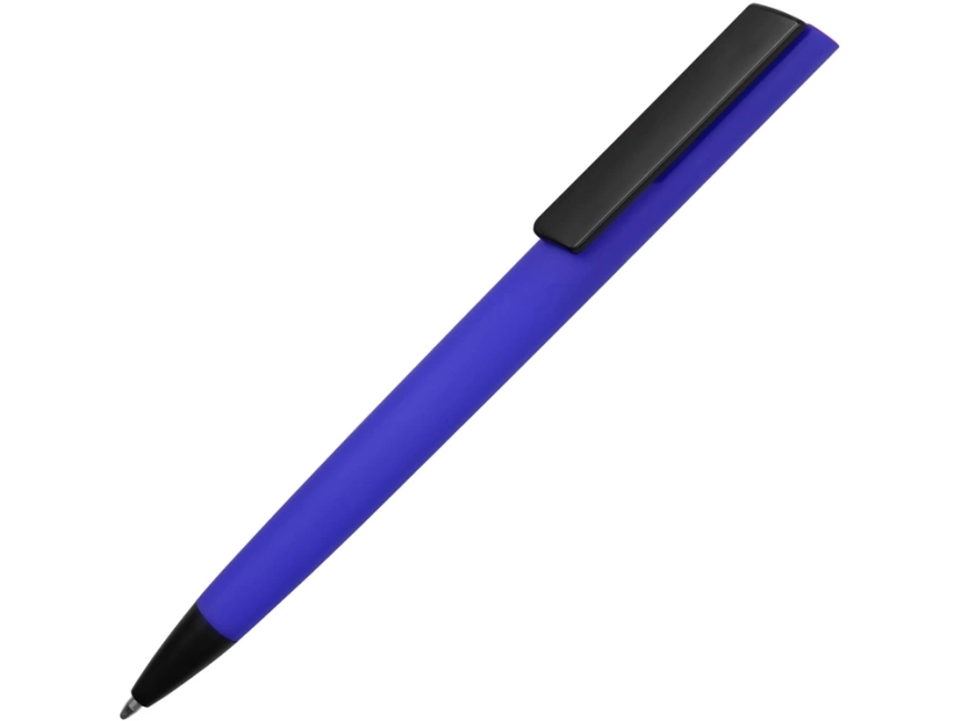 Ручка пластиковая soft-touch шариковая Taper, синий/черный фото 1