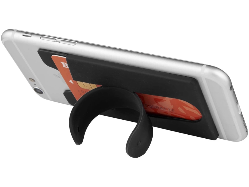 Чехол для карт с держателем мобильного, черный фото 3