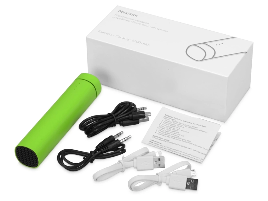Портативное зарядное устройство Мьюзик, 5200 mAh, зеленое яблоко фото 10