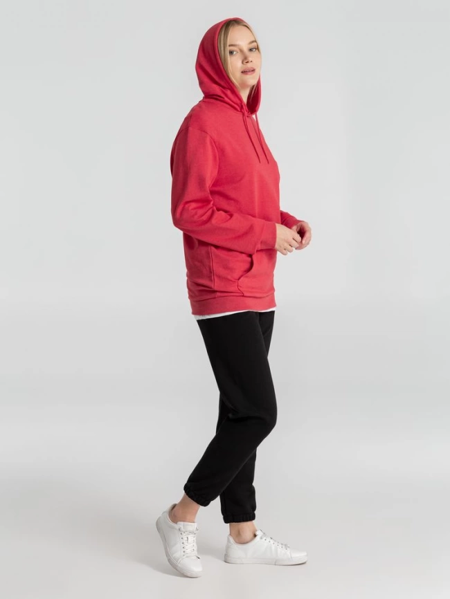 Толстовка с капюшоном унисекс Hoodie, красный меланж, размер XL фото 20