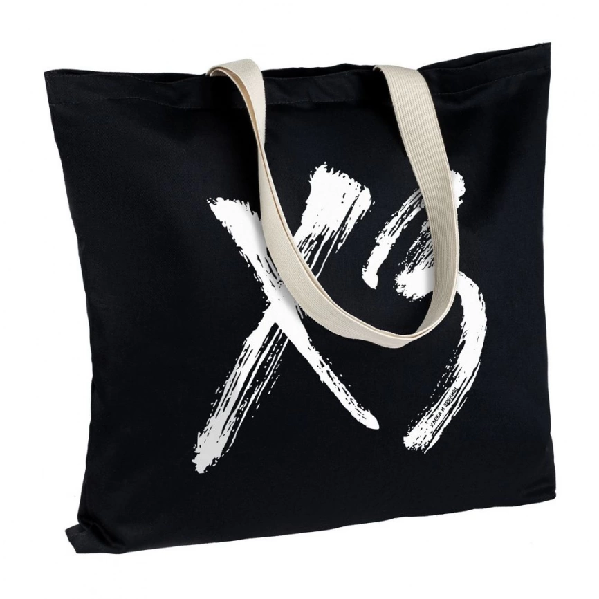 Холщовая сумка «ХЗ» с внутренним карманом, черная с белым фото 1