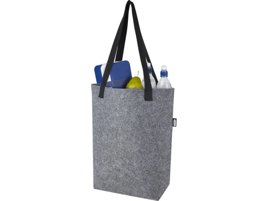 Эко-сумка Felta объемом 12 л из фетра, переработанного по стандарту GRS, с широким дном, средне-серый фото 4