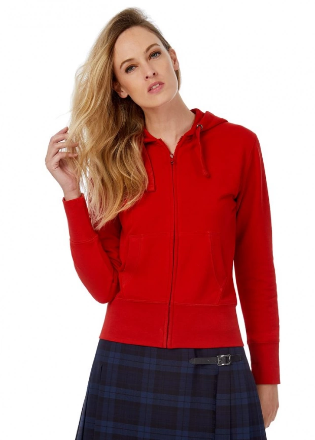 Толстовка женская Hooded Full Zip красная, размер S фото 5