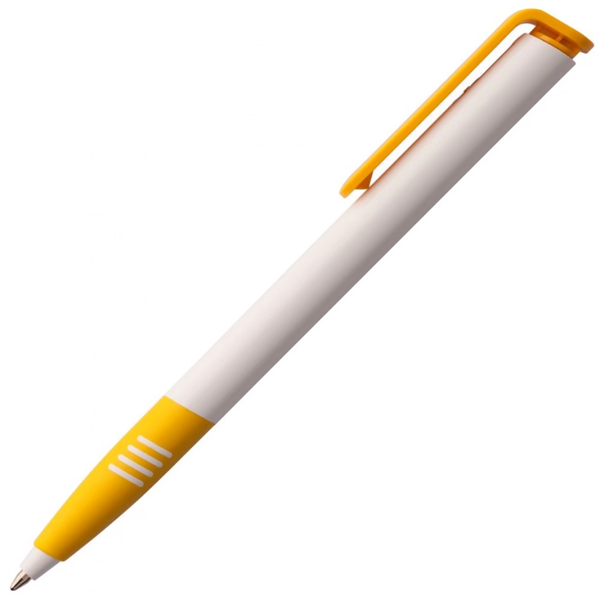 Ручка шариковая Senator Super Soft, белая с желтым фото 3