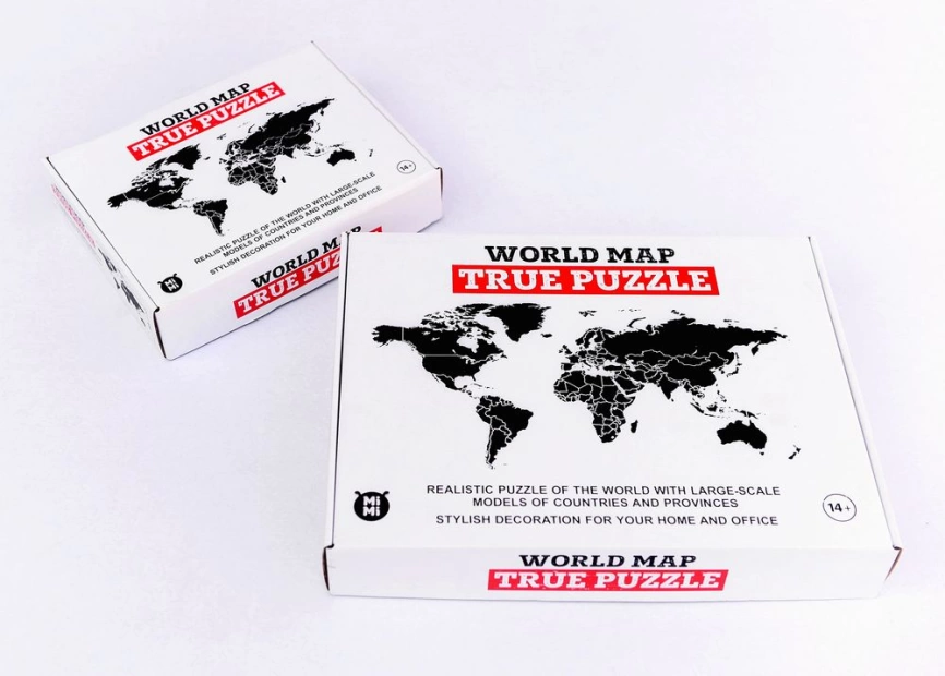 Деревянная карта мира World Map True Puzzle Large, черная фото 8