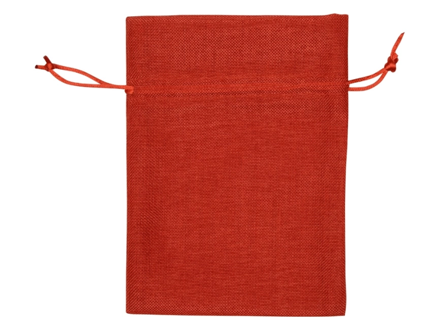 Мешочек подарочный, искусственный лен, средний, красный фото 2