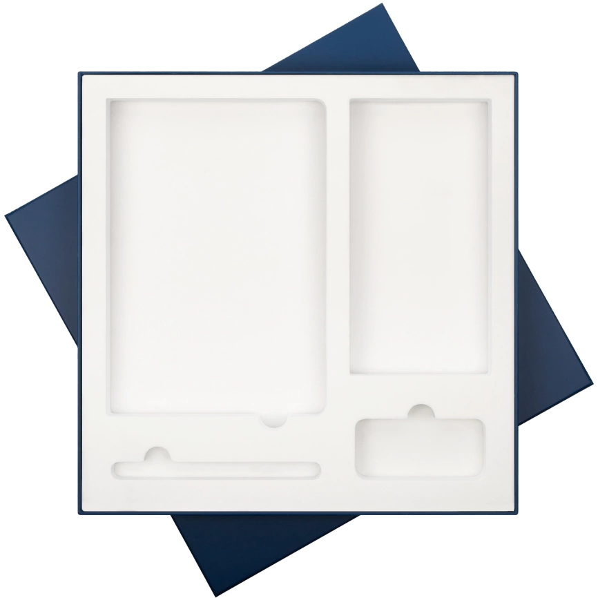 Подарочная коробка с ложементом для ежедневника, ручки и аккумулятора, синяя (под съемные ложементы) фото 1