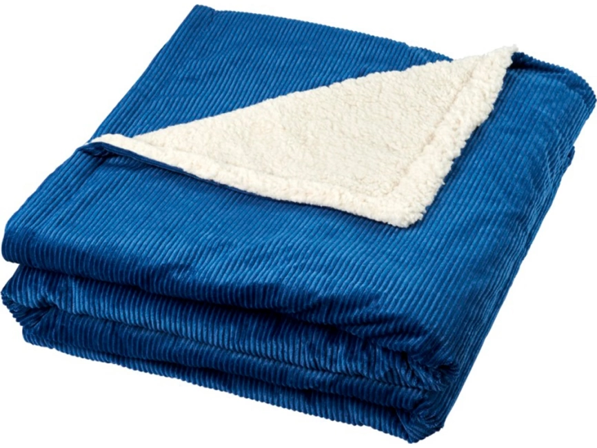 Шерповое покрывало Cosie с вельветом, темно-синий фото 1