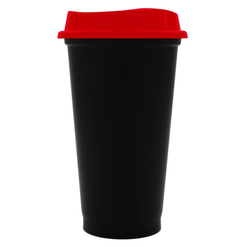 Стакан с крышкой Color Cap Black, черный с красным фото 1