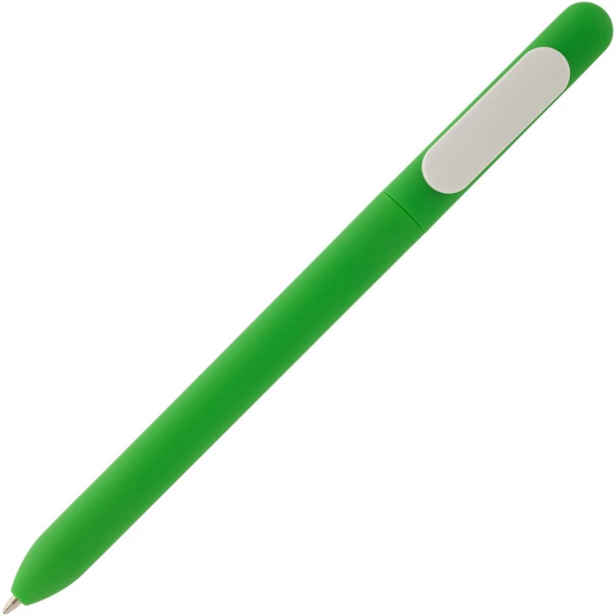Ручка шариковая Swiper Soft Touch, зеленая с белым фото 2