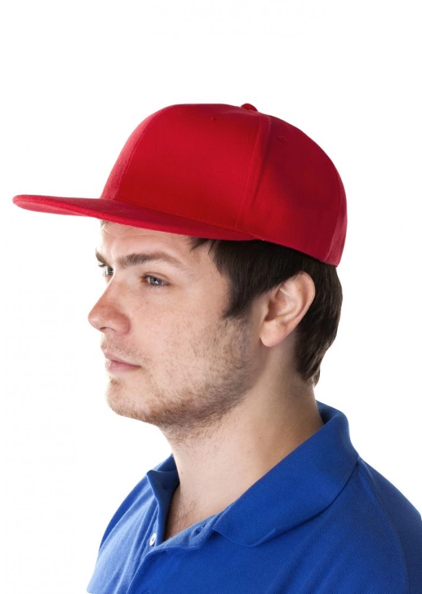 Бейсболка Unit Snapback с прямым козырьком, красная фото 4