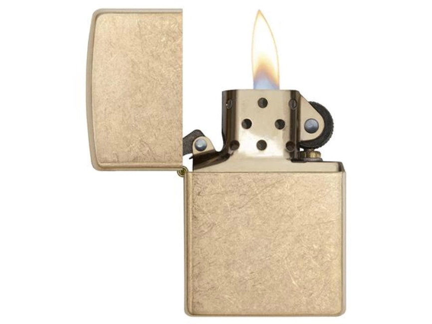 Зажигалка ZIPPO Armor™с покрытием Tumbled Brass, латунь/сталь, золотистая, матовая, 38x13x57 мм фото 3