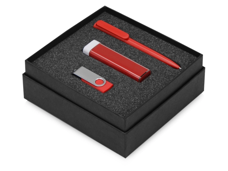 Подарочный набор On-the-go с флешкой, ручкой и зарядным устройством, красный фото 2