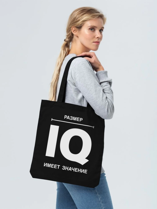 Холщовая сумка «Размер IQ», черная фото 6
