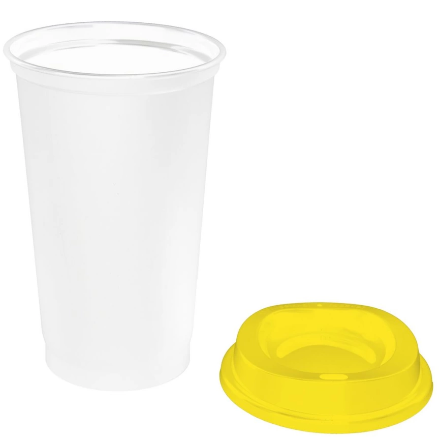 Стакан с крышкой Color Cap White, белый с желтым фото 2