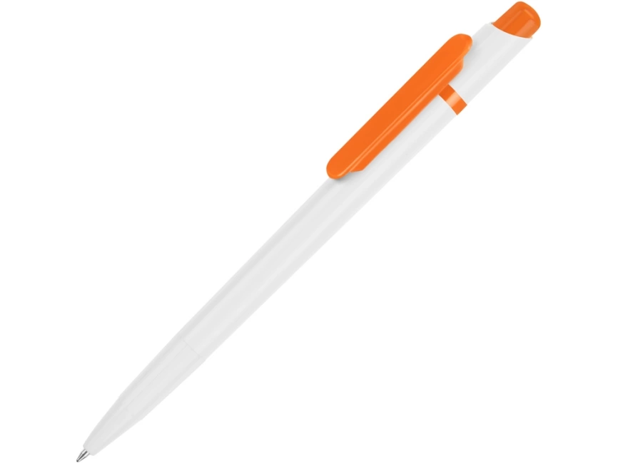 Ручка шариковая Этюд, белая с оранжевым фото 1