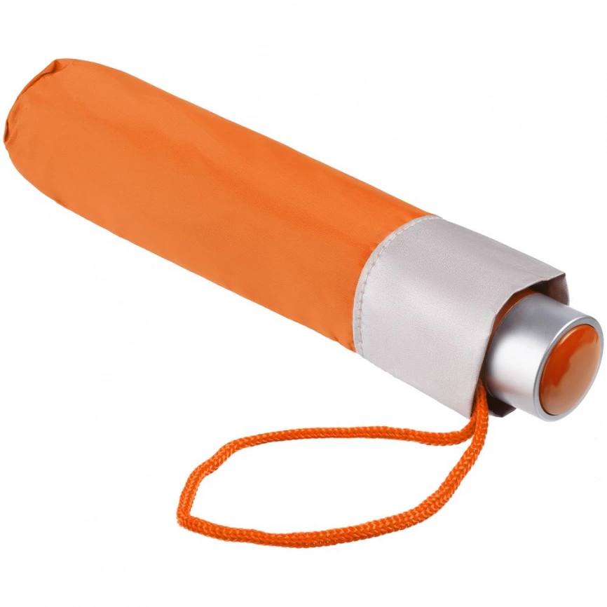 Зонт складной Silverlake, оранжевый с серебристым фото 5