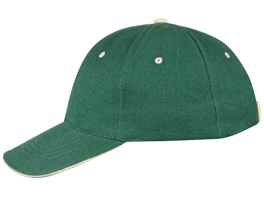 Бейсболка New Castle 6-ти панельная, зеленый/натуральный фото 3