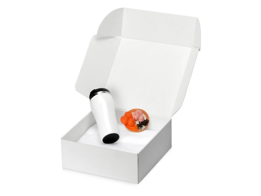 Подарочный набор с пледом, мылом и термокружкой, белый фото 2