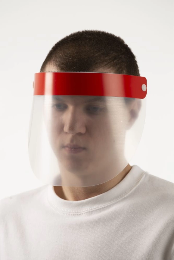 Прозрачный экран для лица Barrier, немедицинский, с красной лентой фото 7