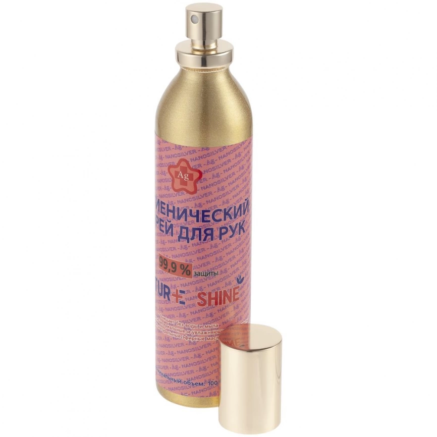 Гигиенический спрей для рук Nature Shine в металлическом флаконе, 100 мл, золотистый фото 2