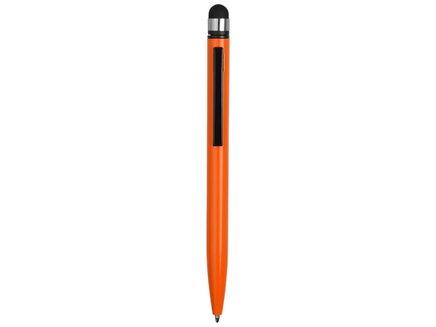 Ручка-стилус металлическая шариковая Poke, оранжевый/черный фото 2