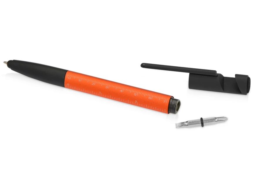 Ручка-стилус металлическая шариковая многофункциональная (6 функций) Multy, оранжевый фото 7
