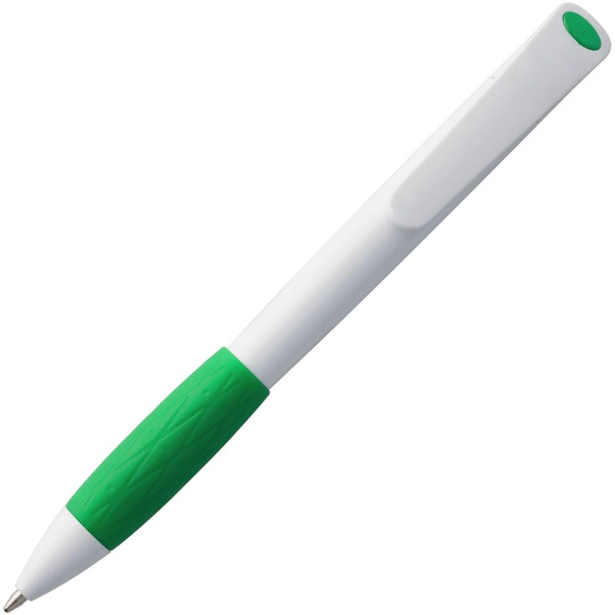 Ручка шариковая Grip, белая с зеленым фото 6