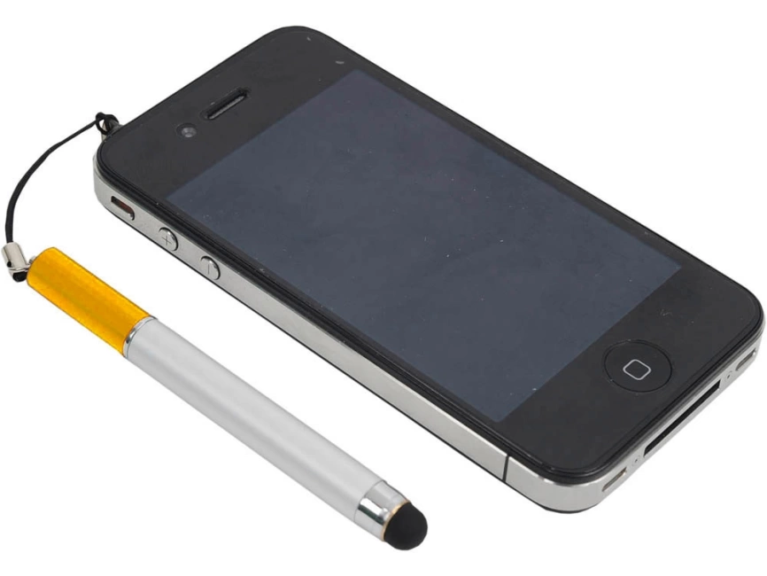 Ручка-подвеска на мобильный телефон со стилусом, серебристый/золотистый фото 3