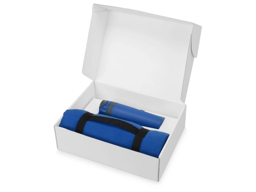 Подарочный набор Cozy с пледом и термокружкой, синий фото 2