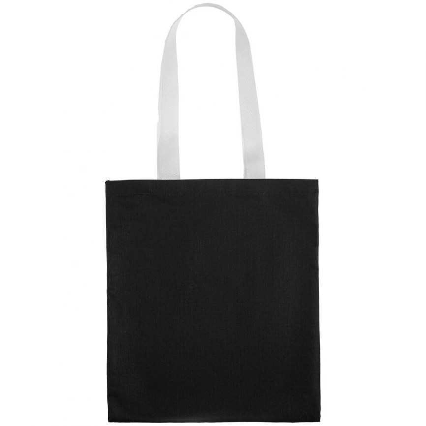 Холщовая сумка BrighTone, черная с белыми ручками фото 3