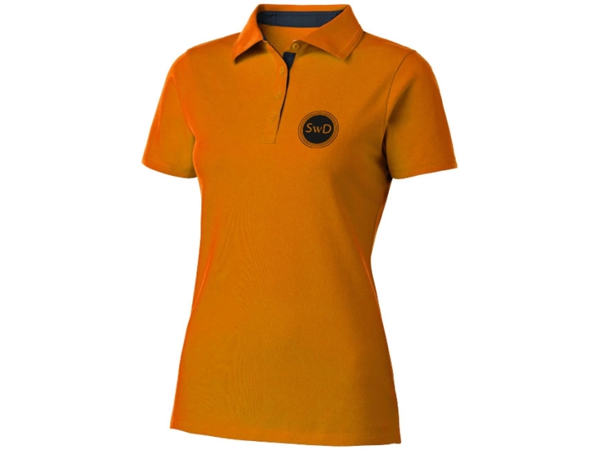 Поло женское с короткими рукавами Hacker, оранжевый/темно-синий фото 4