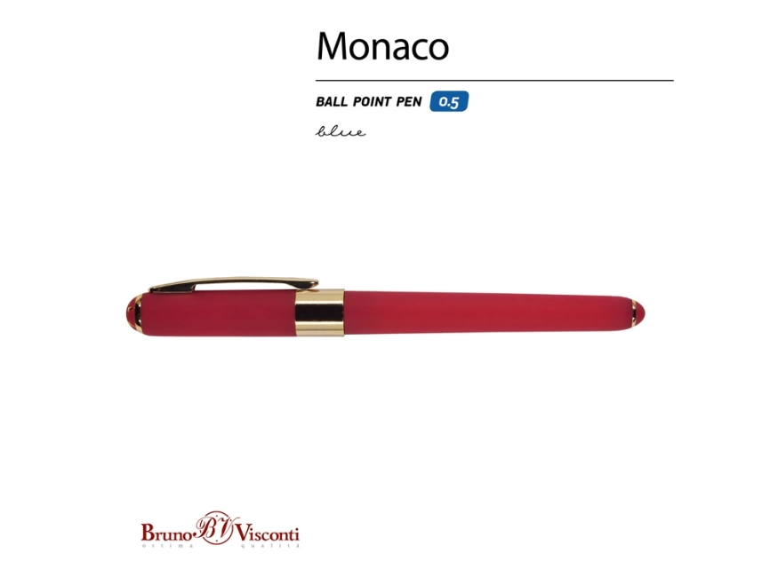 Ручка пластиковая шариковая Monaco, 0,5мм, синие чернила, красный фото 2