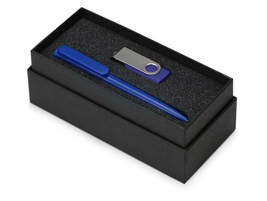 Подарочный набор Qumbo с ручкой и флешкой, синий фото 2