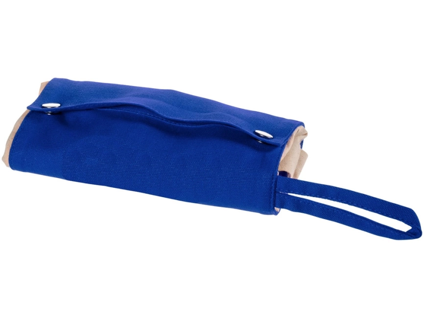 Хлопковая рулонная сумка-тоут на кнопках, натуральный/синий фото 3
